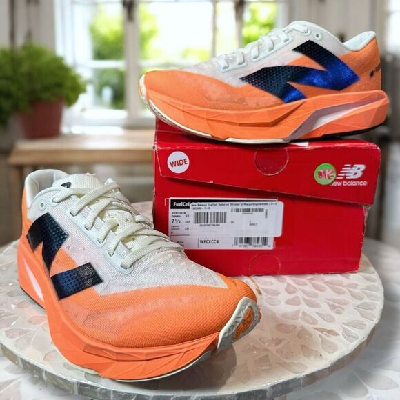 New Balance FuelCell Rebel v4 Women’s Running Shoes D Wide Hot Mango WFCXCC4-D N - Picture 1 of 12